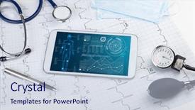  Presentation with medical devices - PPT layouts enhanced with medical full body screening software background and a lemonade colored foreground