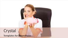  Presentation with trainee nurse sitting by female - Theme consisting of medical fundraising - female doctor sitting behind background and a  colored foreground