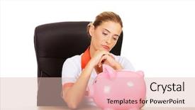  Presentation with trainee nurse sitting by female - PPT theme consisting of medical fundraising - female doctor sitting behind background and a  colored foreground