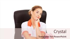  Presentation with trainee nurse sitting by female - Amazing slide set having medical fundraising - female doctor sitting behind backdrop and a  colored foreground