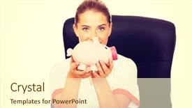  Presentation with desk - Amazing presentation theme having medical fundraising - smile doctor sitting behind backdrop and a  colored foreground