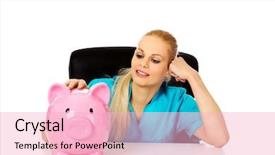  Presentation with trainee nurse sitting by female - Slide set consisting of medical fundraising - young female doctor or nurse background and a lemonade colored foreground