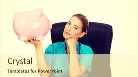  Presentation with patient and nurse holding hands - Colorful PPT layouts enhanced with medical fundraising - young female doctor or nurse backdrop and a cream colored foreground