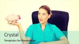  Presentation with patient and nurse holding hands - Audience pleasing slide deck consisting of medical fundraising - young female doctor or nurse backdrop and a  colored foreground