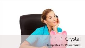  Presentation with nurse and patient holding hands - Theme featuring medical fundraising - young female doctor or nurse background and a lemonade colored foreground