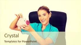  Presentation with nurse and patient holding hands - PPT theme featuring medical fundraising - young female doctor or nurse background and a cream colored foreground