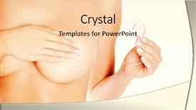  Presentation with breast - Presentation consisting of medical fundraising - young woman examining her breast background and a lemonade colored foreground