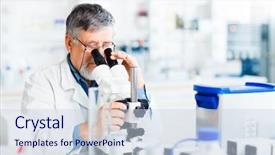  Presentation with scientific research - Presentation consisting of medical gas - senior male researcher carrying background and a lemonade colored foreground