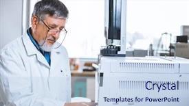  Presentation with scientific research - Beautiful slide deck featuring medical gas - senior male researcher carrying backdrop and a sky blue colored foreground