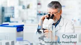  Presentation with scientific research - Cool new PPT layouts with medical gas - senior male researcher carrying backdrop and a lemonade colored foreground