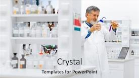  Presentation with scientific research - PPT theme featuring medical gas - senior male researcher carrying background and a  colored foreground