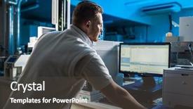  Presentation with scientific research - Cool new presentation theme with medical gas - senior male researcher carrying backdrop and a dark gray colored foreground