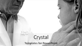  Presentation with physician - Audience pleasing presentation theme consisting of medical gland - physician examining girl during check-up backdrop and a light gray colored foreground