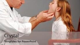  Presentation with gland - PPT theme featuring medical gland - physician giving girl check-up background and a light gray colored foreground