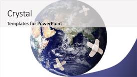  Presentation with wounded - Cool new PPT theme with medical globe - wounded earth backdrop and a white colored foreground