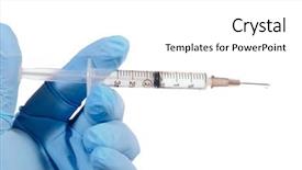  Presentation with medical hand - Colorful PPT theme enhanced with drug addiction prevention - medical gloved hand holding syringe backdrop and a white colored foreground