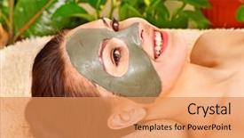  Presentation with mask - PPT layouts featuring medical green - woman getting facial mask background and a  colored foreground