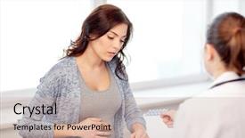  Presentation with medicine pregnant woman - PPT layouts with medical gynaecological - pregnancy gynecology medicine health care background and a soft green colored foreground