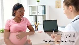  Presentation with gynecologist - Cool new theme with medical gynaecological - pregnancy medicine healthcare and people backdrop and a coral colored foreground