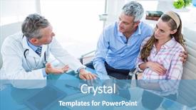  Presentation with doctor discussing family - Colorful PPT theme enhanced with medical gynaecological - pregnant woman and her husband backdrop and a teal colored foreground