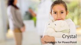  Presentation with teddy bear - Presentation design having medical healt accident children - cute girl with bandage background and a lemonade colored foreground