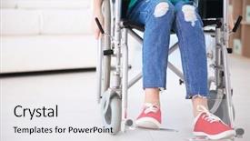  Presentation with special needs wheelchair children - Beautiful presentation theme featuring medical healt accident children - girl in wheelchair indoors backdrop and a  colored foreground