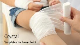  Presentation with medical healt - PPT theme having medical healt accident children - woman wounding bandage around little background and a lemonade colored foreground