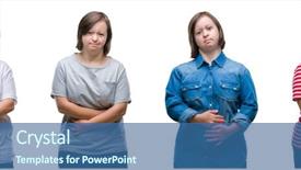  Presentation with stomach disease - Audience pleasing slide deck consisting of medical health home model - collage of down sydrome woman backdrop and a  colored foreground