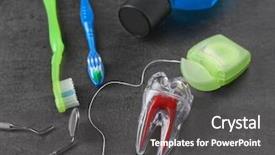  Presentation with medical instruments - Cool new slides with medical health home model - dental instruments and set backdrop and a dark gray colored foreground