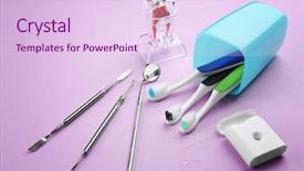  Presentation with medical instruments - PPT layouts having medical health home model - dental instruments and set background and a sky blue colored foreground