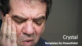  Presentation with sad - Audience pleasing PPT theme consisting of medical health home model - toothache a sad man holds backdrop and a  colored foreground