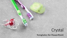  Presentation with dental floss - Cool new PPT layouts with medical health home model - toothbrushes dental floss and plastic backdrop and a light gray colored foreground