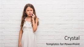  Presentation with paint white brick wall - Beautiful PPT theme featuring medical health home model - young hispanic kid over white backdrop and a light gray colored foreground