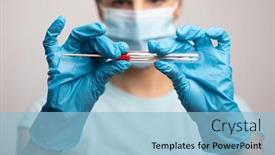  Presentation with dna rna - Slide deck featuring medical-healthcare-nurse-holding-coronavirus background and a light blue colored foreground