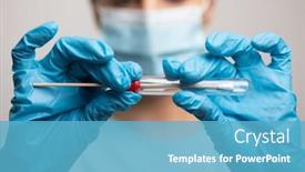  Presentation with dna rna - Slide set having medical-healthcare-nurse-holding-coronavirus background and a teal colored foreground