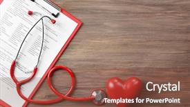  Presentation with stethoscope and red heart health - Colorful slide set enhanced with medical heart - red stethoscope with prescription backdrop and a tawny brown colored foreground
