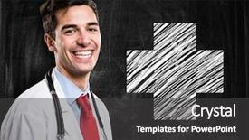  Presentation with medical smiling doctor - PPT theme consisting of medical hearth - portrait of a smiling doctor background and a  colored foreground