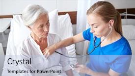  Presentation with health care - Slide set featuring medical help - medicine age support health care background and a light blue colored foreground