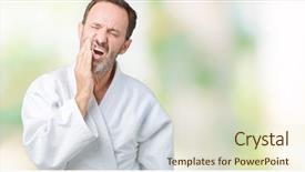  Presentation with illness - PPT theme featuring medical helt - handsome middle age senior man background and a soft green colored foreground