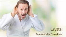  Presentation with hearing - Cool new slides with medical helt - handsome middle age senior man backdrop and a  colored foreground