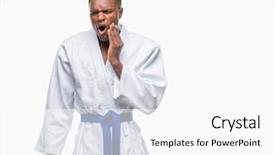  Presentation with african american dental - Presentation enhanced with medical helt - young african american man background and a white colored foreground