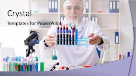  Presentation with england textile lab tearing - Audience pleasing presentation theme consisting of medical hematologist - old male chemist working backdrop and a light gray colored foreground