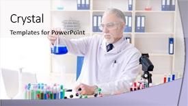  Presentation with lab rat - Amazing presentation having medical hematologist - old male chemist working backdrop and a white colored foreground