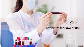  Presentation with chemist - Audience pleasing slide set consisting of medical hematologist - young female chemist working backdrop and a lemonade colored foreground