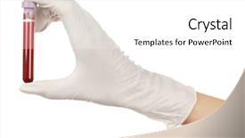  Presentation with hematology - Colorful PPT theme enhanced with medical hematology - hand holding test tube backdrop and a white colored foreground