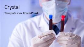  Presentation with testing blood - Amazing presentation design having medical hematology - lab assistant testing blood samples backdrop and a light blue colored foreground
