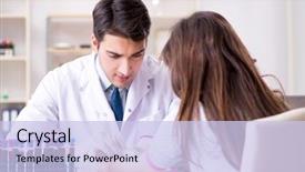  Presentation with medical analysis - Presentation theme with medical hematology - patient during blood test sampling background and a sky blue colored foreground