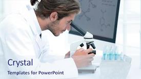  Presentation with hematology - Amazing PPT theme having medical hematology - senior lab technician using microscope backdrop and a sky blue colored foreground