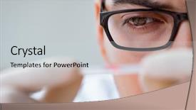  Presentation with blood test - Slides with medical hematology - young doctor doing the blood background and a light gray colored foreground