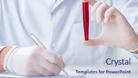  Presentation with hematology - Slides with medical hematology - young doctor in the lab background and a sky blue colored foreground